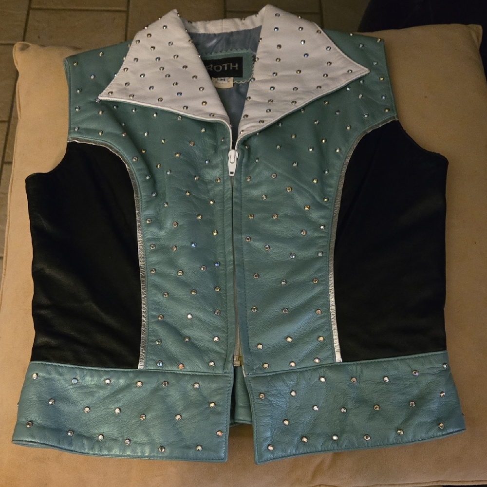 Roth PU LeatherTeal and Black Studded Vest
